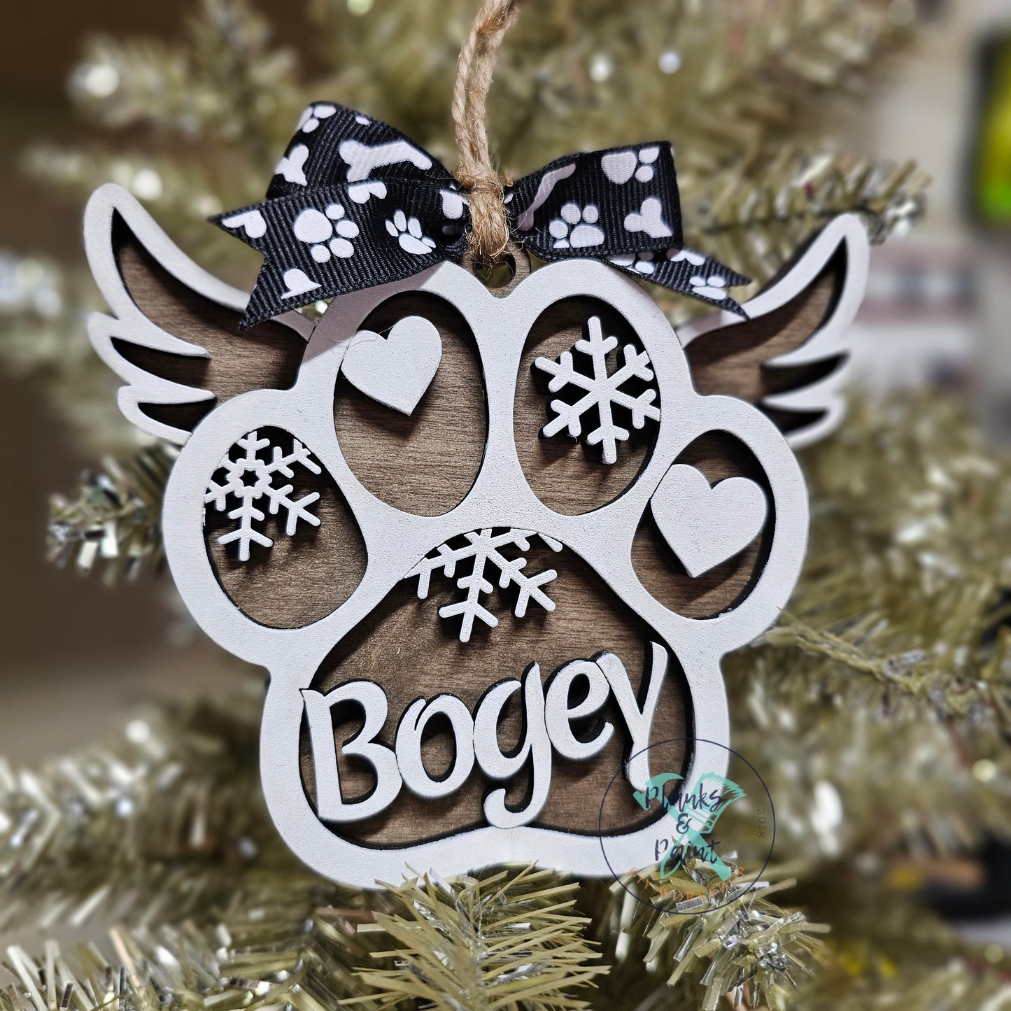 Personalized Name Paw Print Ornament – Pet Keepsake or Custom Memorial