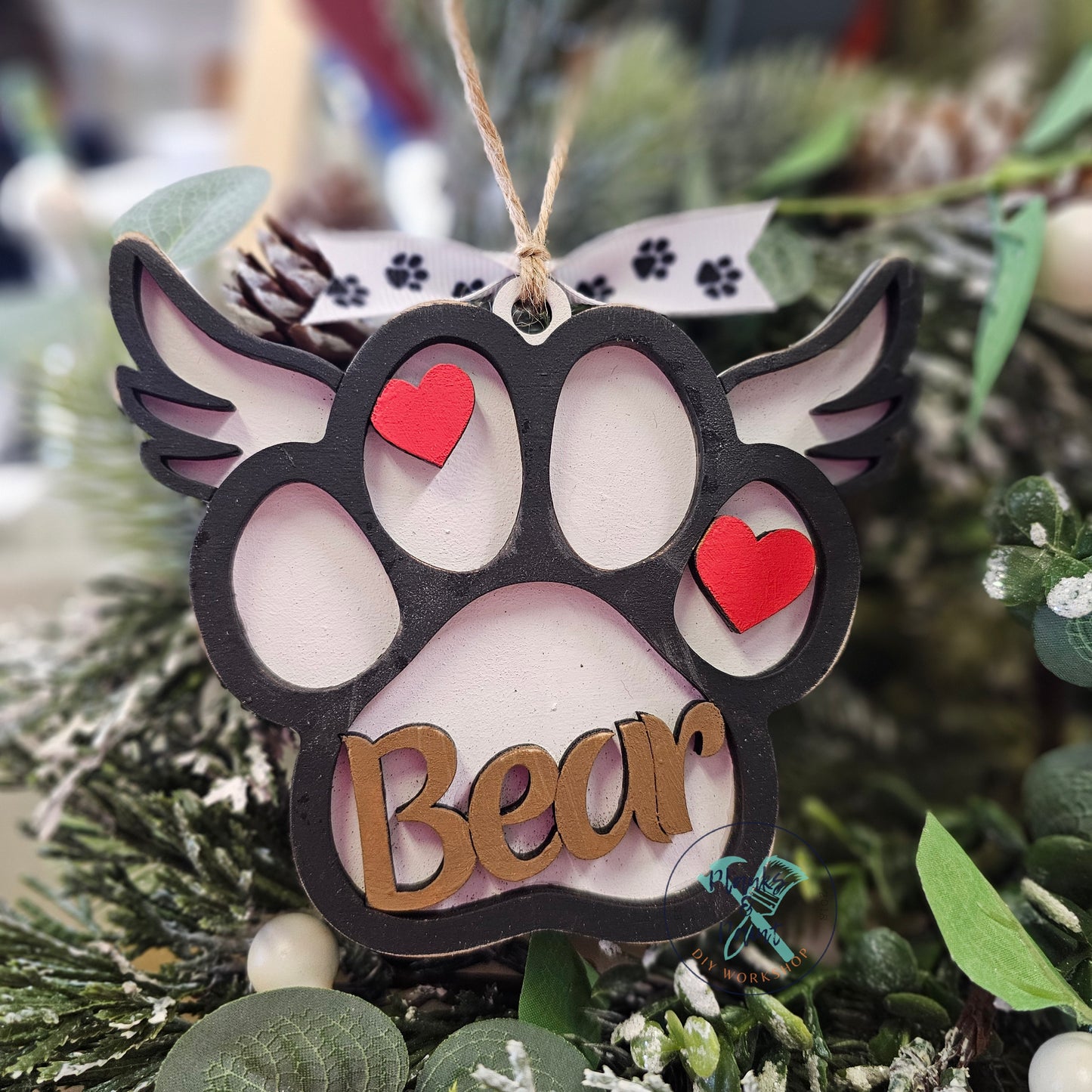 Personalized Name Paw Print Ornament – Pet Keepsake or Custom Memorial