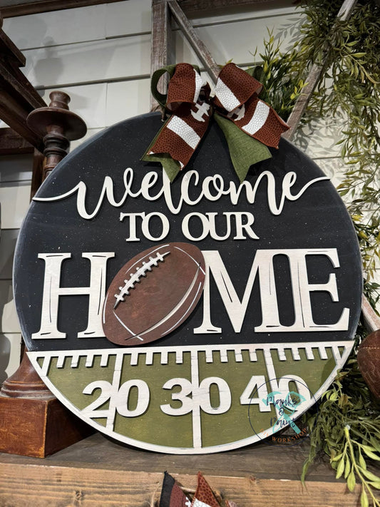 Welcome to Our Home Football Door Hanger
