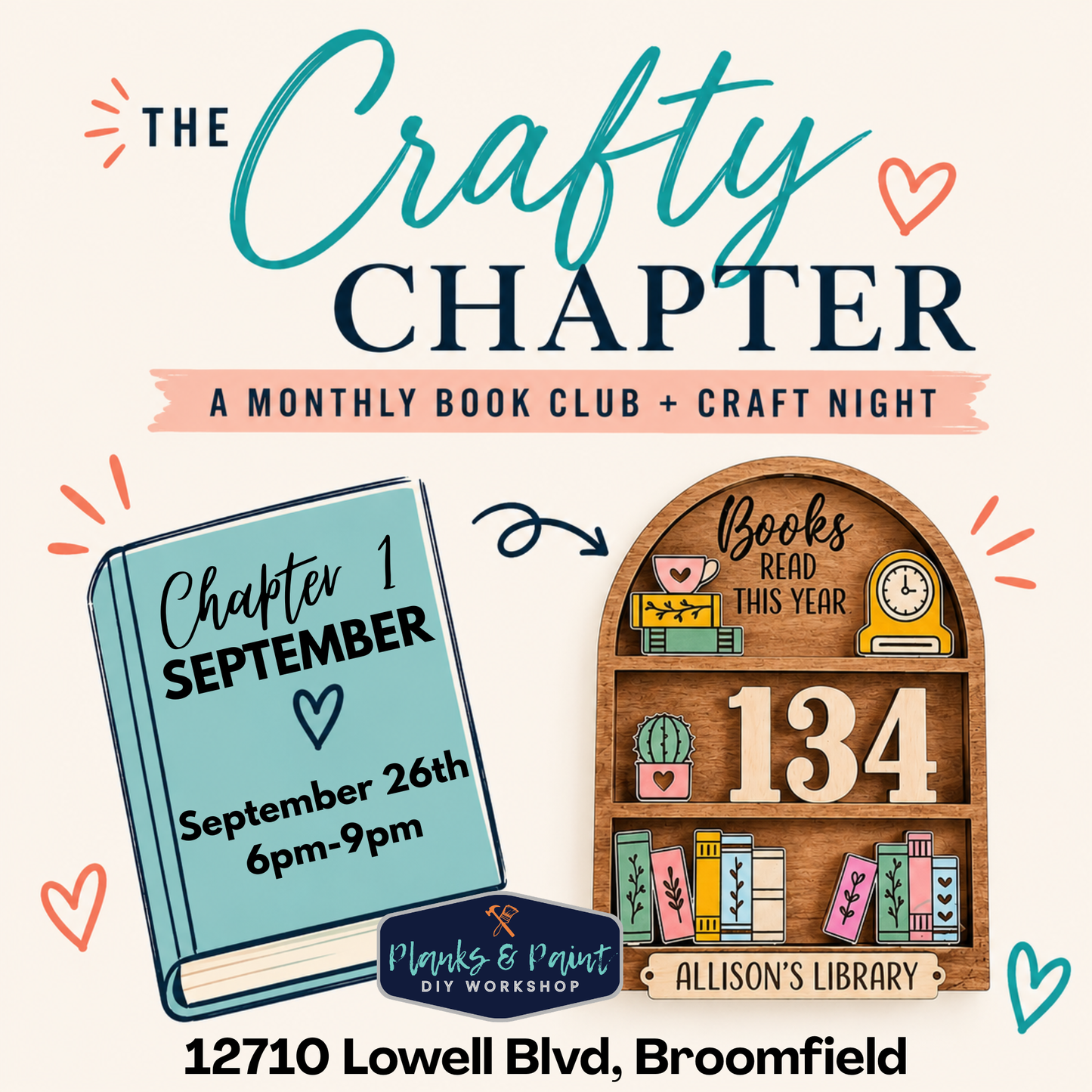 The Crafty Chapter September - Book Club & Craft Night