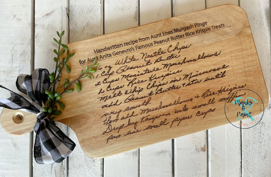 Handwritten Recipe Engraved Cutting Board