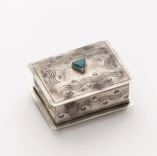 SMALL STAMPED BOX W- TURQ WJA-015-3-T