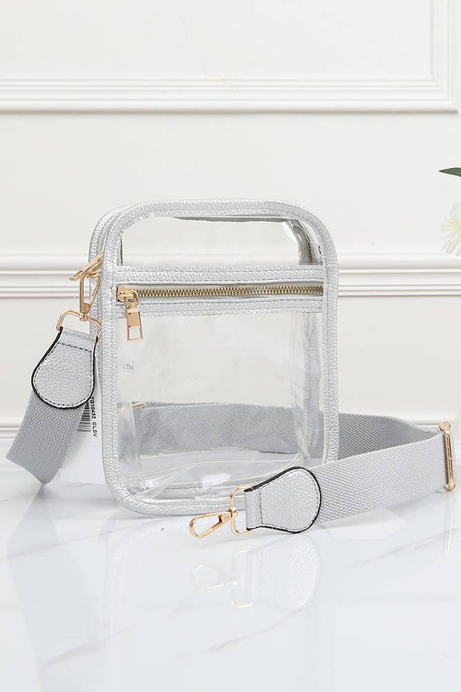 Hana - Clear PU Cross Body Mini Bag: White