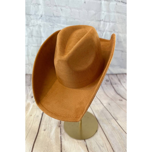 Queens INC - VEGAN SUEDE COWBOY HAT: CARAMEL / ONE SIZE