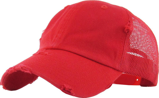 KBETHOS - Vintage Mesh Baseball Cap: Red