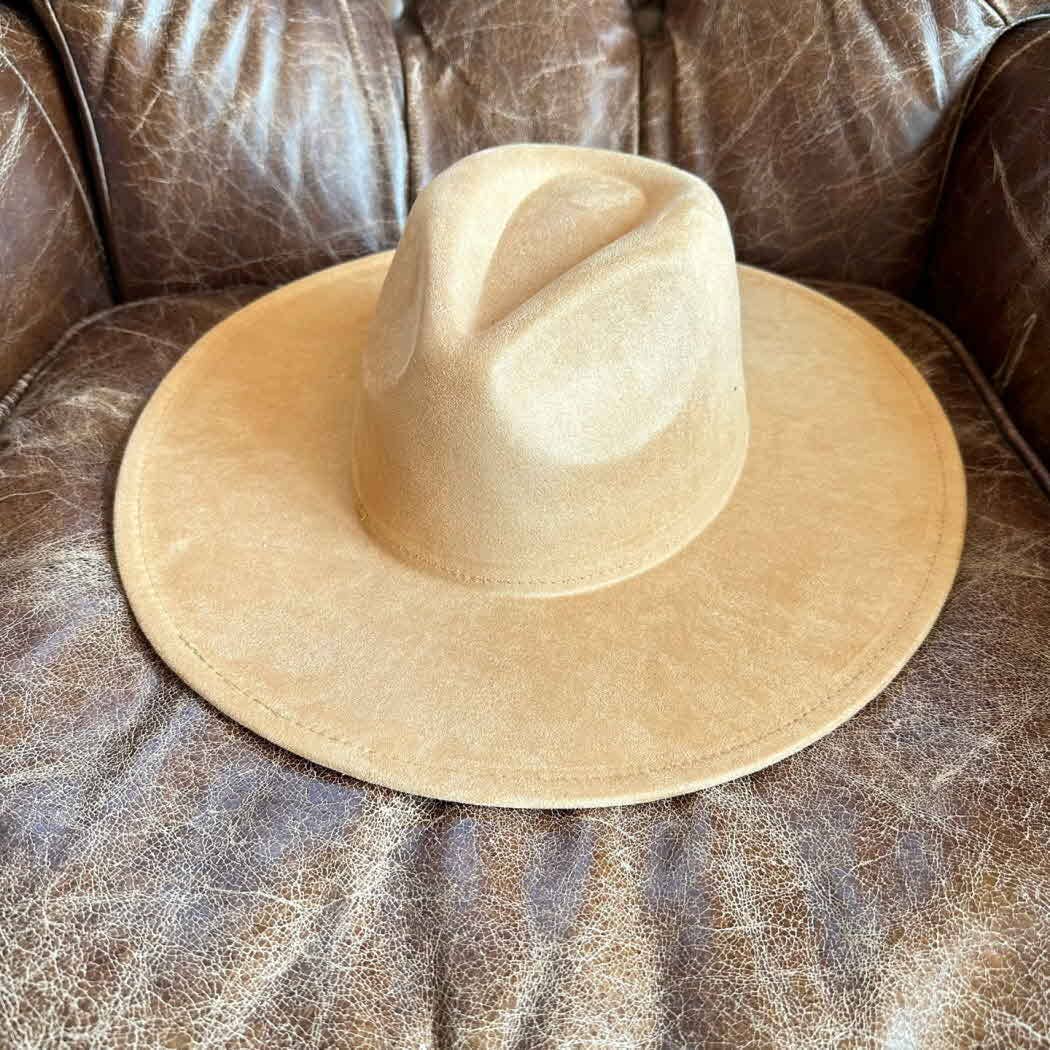 Classic Wide Brim Suede Premium Hat: CAMEL / ONE SIZE