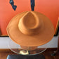 Classic Wide Brim Suede Premium Hat: CARAMEL / ONE SIZE