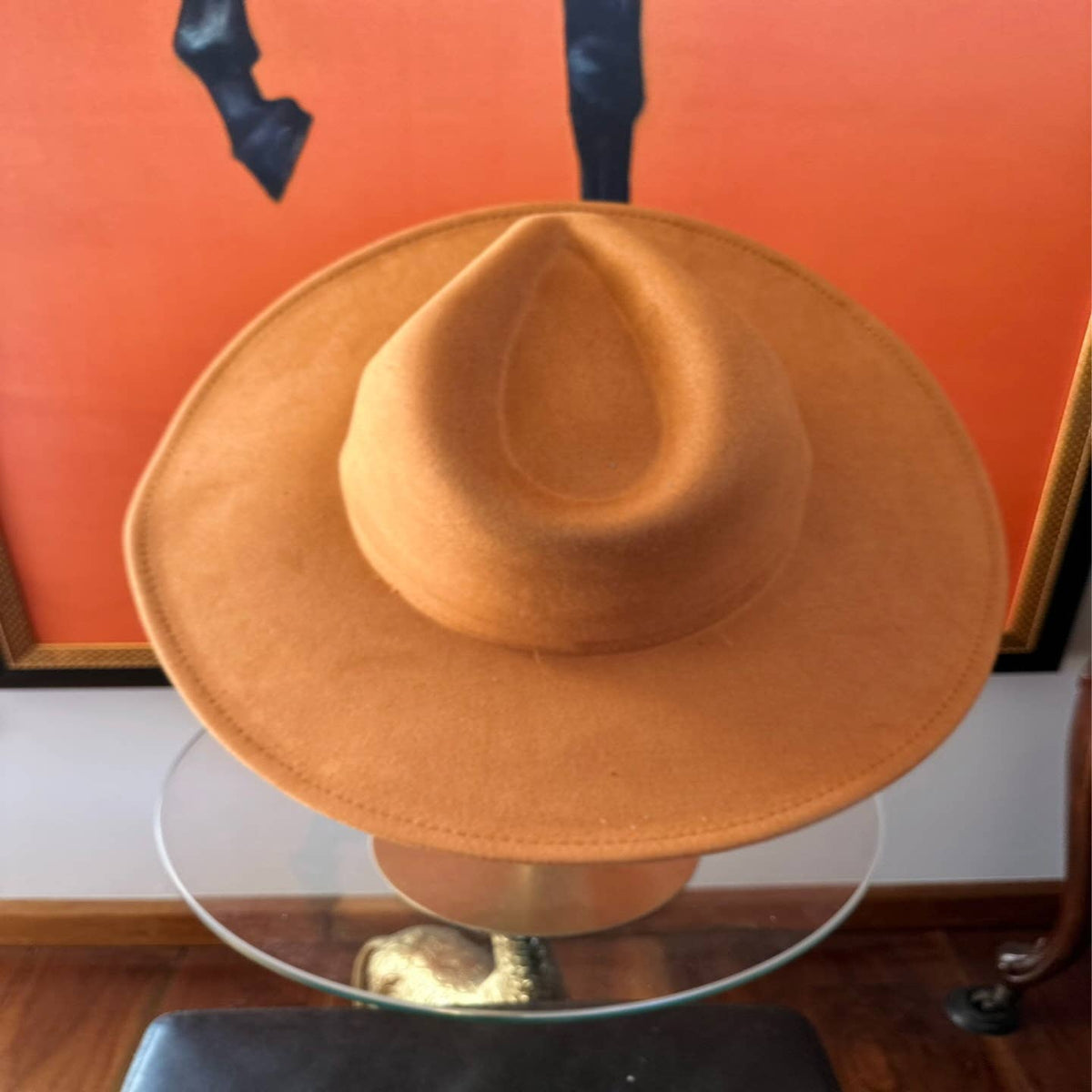 Classic Wide Brim Suede Premium Hat: Rust / ONE SIZE