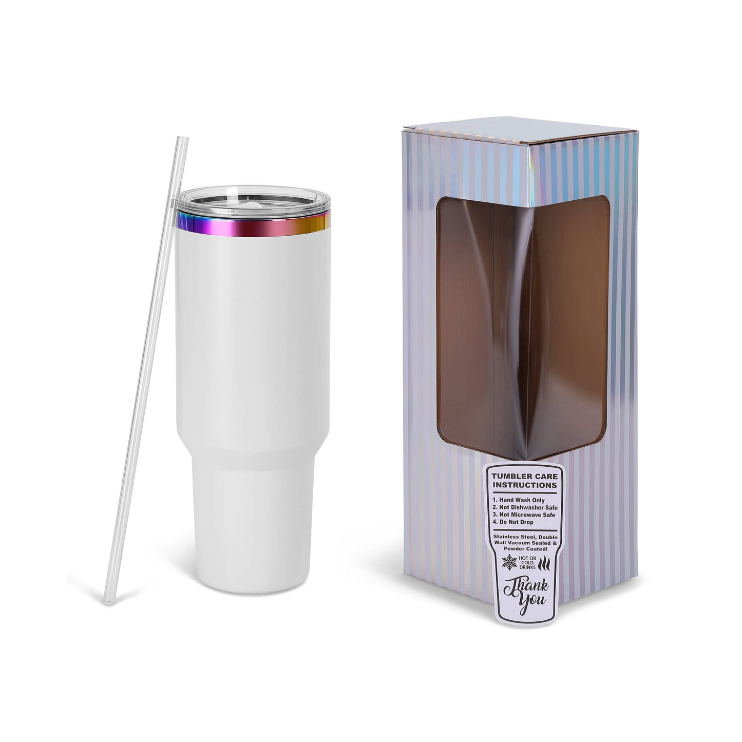 Makerflo 40 oz Rainbow Plated Powder Coated Tumbler: Black / Singles