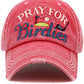 Hana - PRAY FOR BIRDIES Vintage Baseball Cap: Black