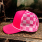 Checkered Mesh Back Cap: Navy Blue/ White