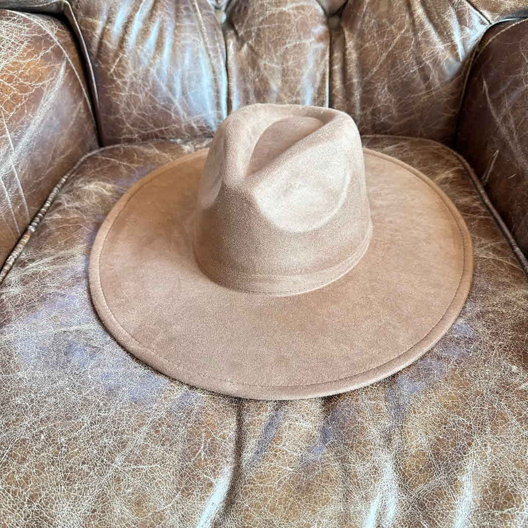 Classic Wide Brim Suede Premium Hat: BROWN / ONE SIZE