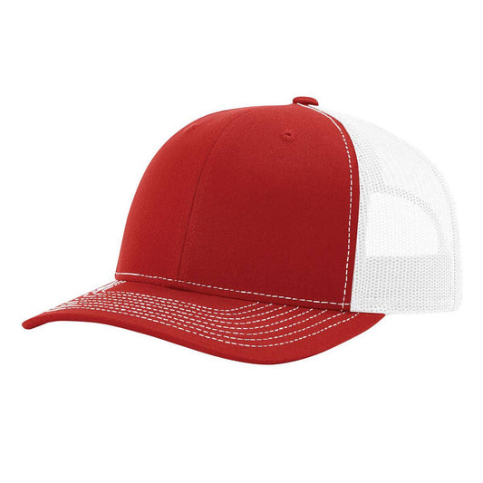 The Park Wholesale - Richardson 112 Classic Premium Trucker Hat, Snapback Cap: Red/White