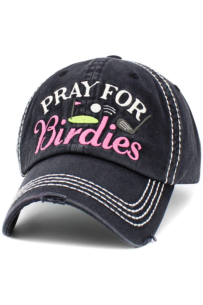 Hana - PRAY FOR BIRDIES Vintage Baseball Cap: Black