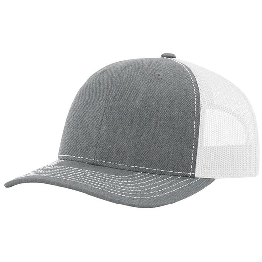 The Park Wholesale - Richardson 112 Classic Premium Trucker Hat, Snapback Cap: Heather Grey/White