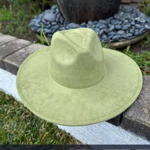 Fashion Classic Wide Brim Premium Suede Hat: SAGE / ONE SIZE