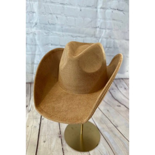 Queens INC - VEGAN SUEDE COWBOY HAT: ONE SIZE / CAMEL