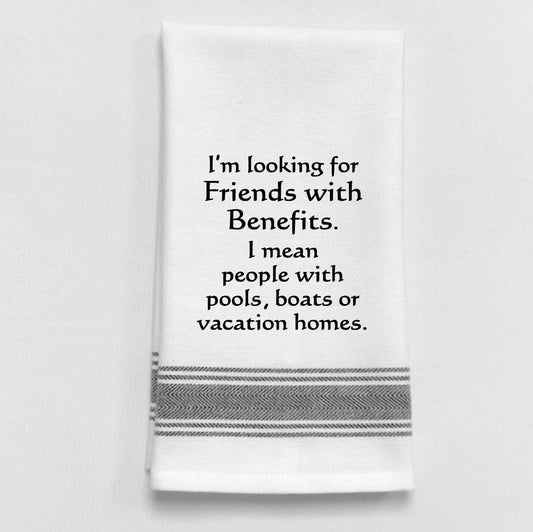 BB-I-395 White Kitchen Towel  "I'm looking for friends..."