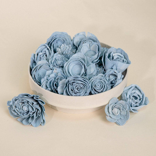 25-Pack of Dusty Blue-Colored Mixed Flowers: 25 Pack