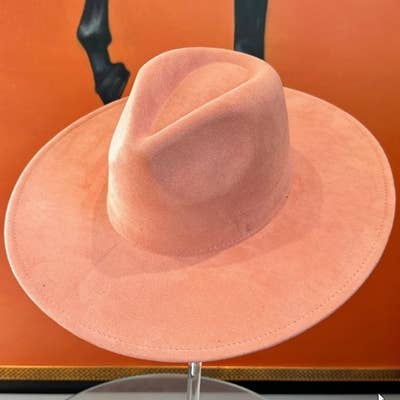 Best seller Fashion Classic Wide Brim Suede Premium  Hat : Hot Pink / ONE SIZE