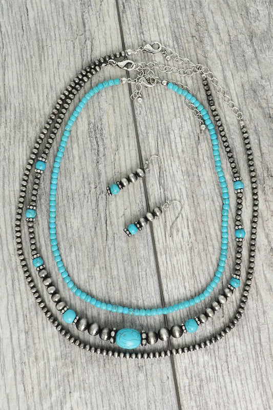 4-Pack Western Navajo Pearl Necklace Earring Set