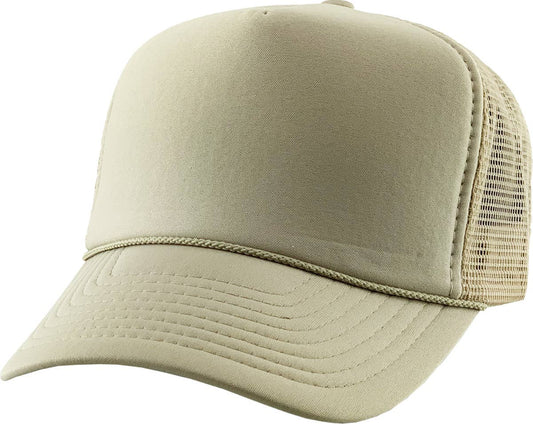 KBETHOS - Classic Foam Front Trucker Hat: Khaki