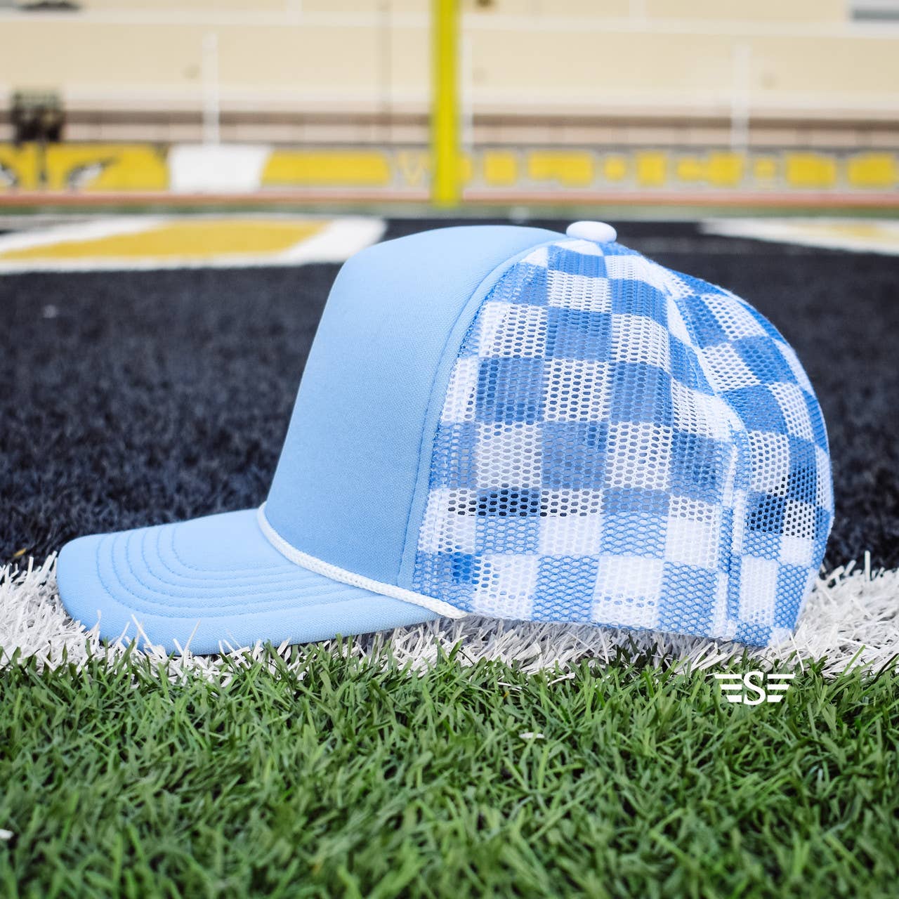 Checkered Mesh Back Cap: Orange/ White