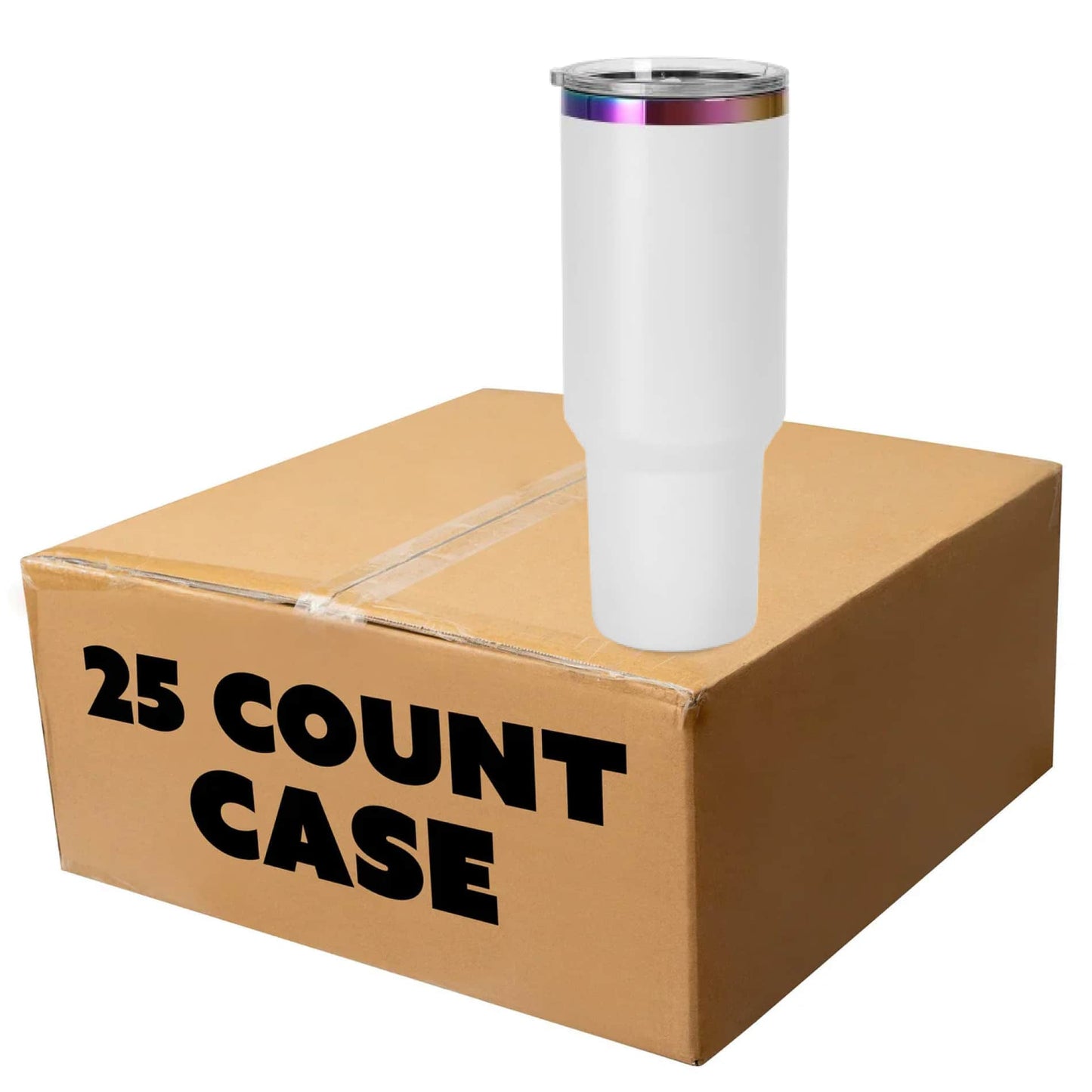 Makerflo 40 oz Rainbow Plated Powder Coated Tumbler: Black / Singles