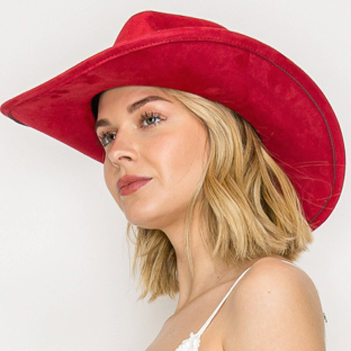Vegan Suede Cowboy Hat: CARAMEL / ONE SIZE