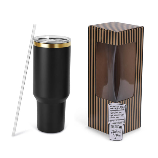 Makerflo 40 oz Gold Electroplated Powder Coated Tumbler: Black / Singles
