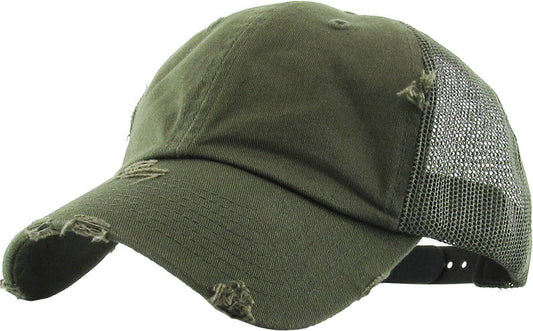 KBETHOS - Vintage Mesh Baseball Cap: Olive