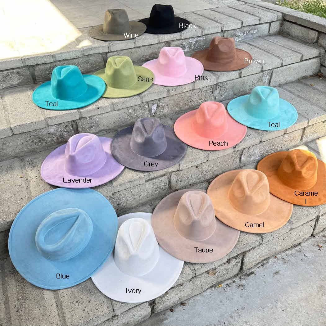 Classic Wide Brim Suede Premium Hat: Wine / ONE SIZE
