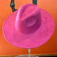 Best seller Fashion Classic Wide Brim Suede Premium  Hat : Hot Pink / ONE SIZE