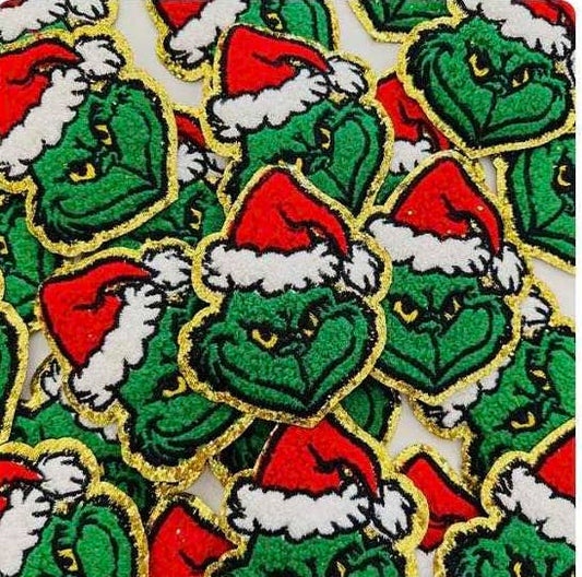 Grinch Chenille Christmas Iron-on Patch