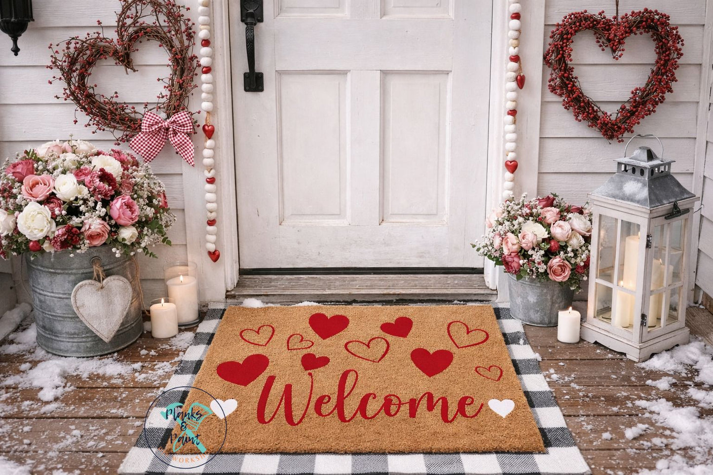 Welcome Hearts Door Mat