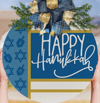 Hanukkah 22" Round Door Hanger