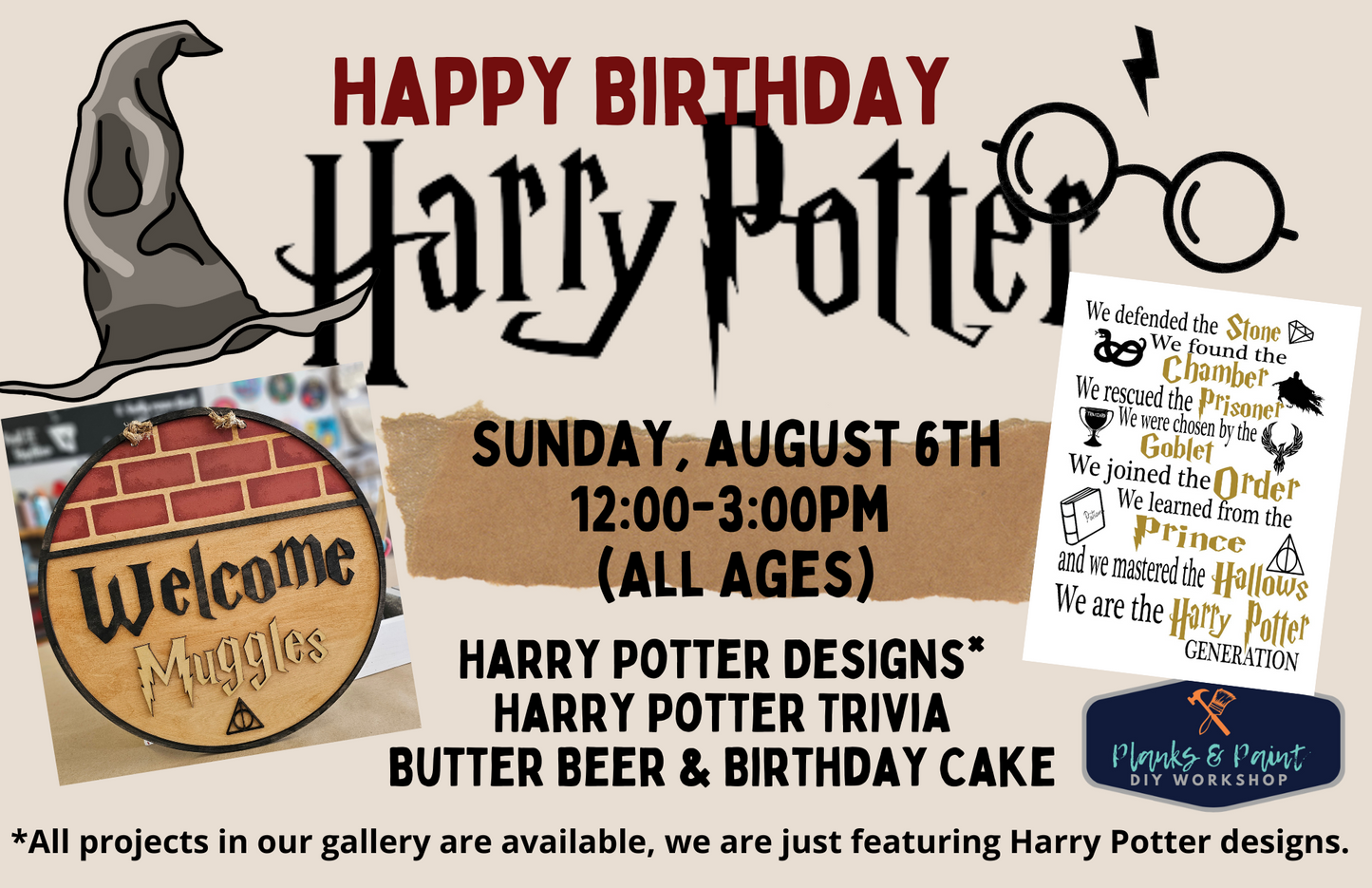 Harry Potter's Birthday Bash - August 5th @ 12pm-3pm (All Ages)
