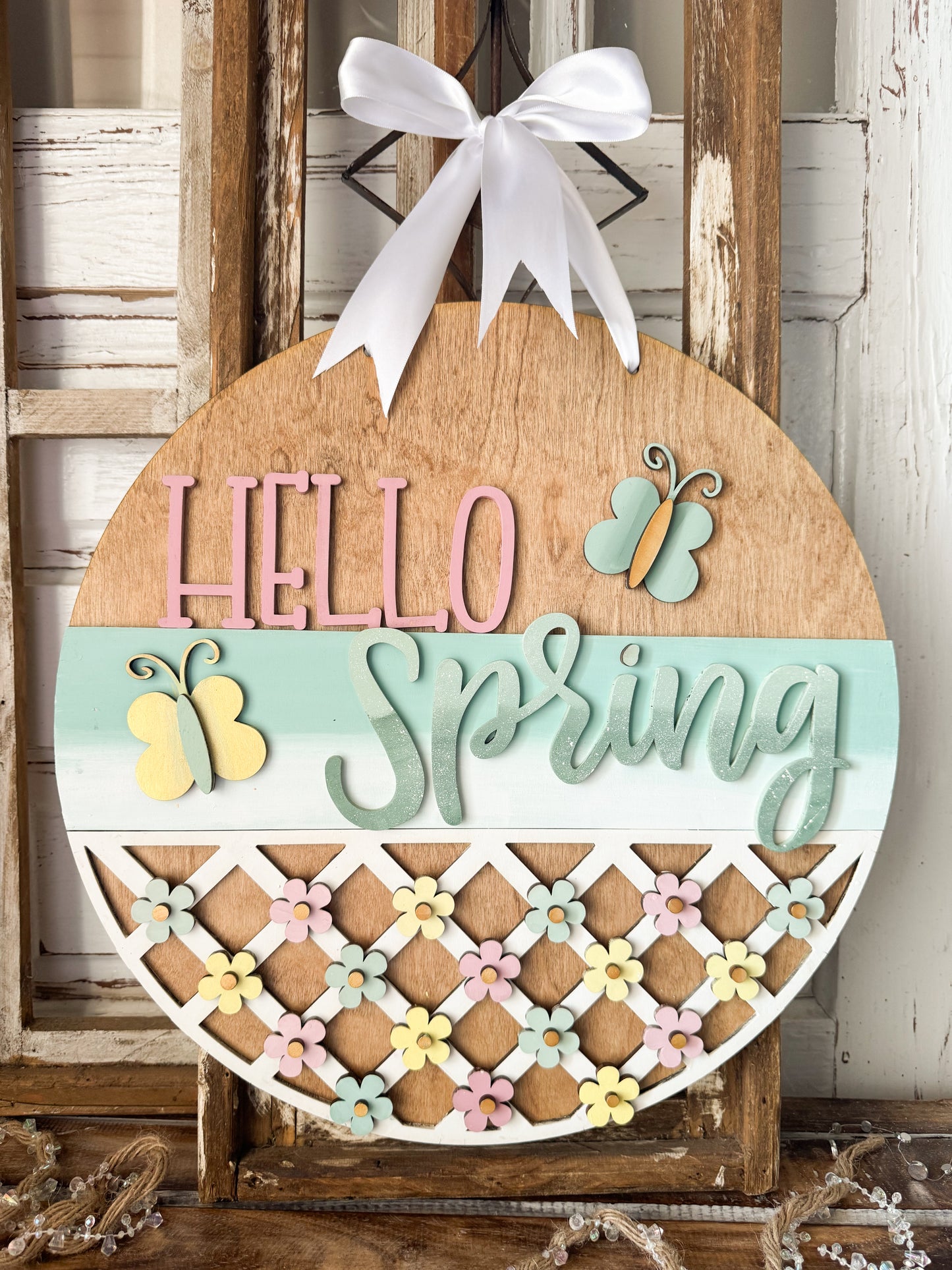 Hello Spring Patterned Door Hanger