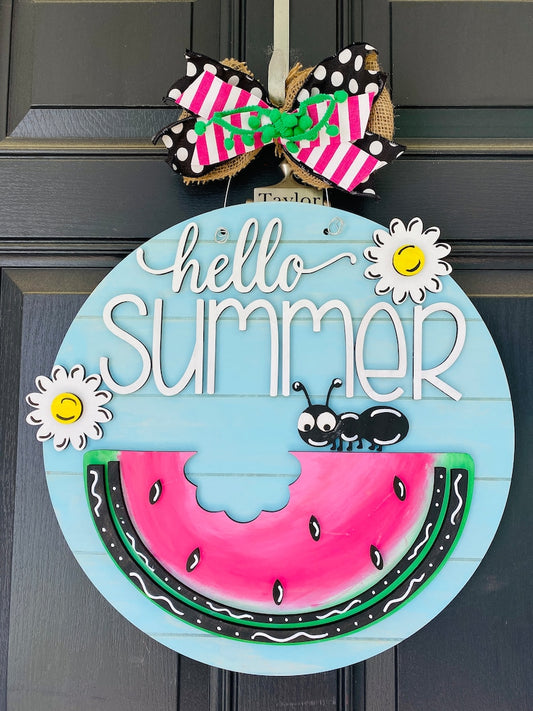 Hello Summer Watermelon Door Hanger