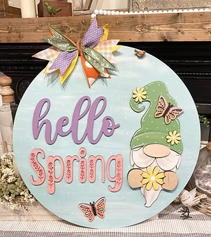 Hello Spring Gnome Door Hanger