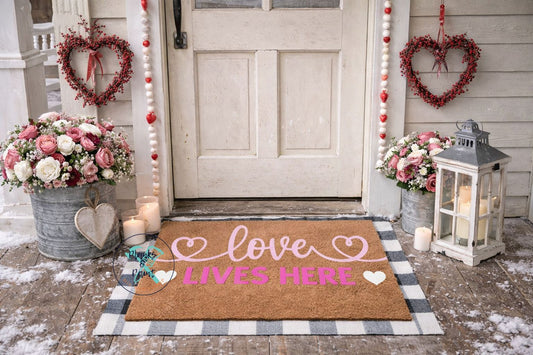 Love Lives Here Door Mat