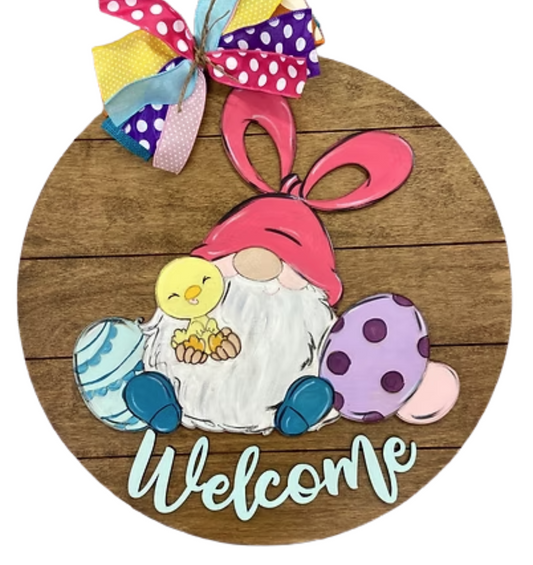 Welcome Bunny Gnome Door Hanger