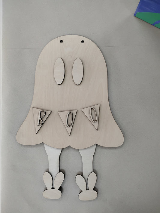 Ghost with Bunny Slipper Door Hanger