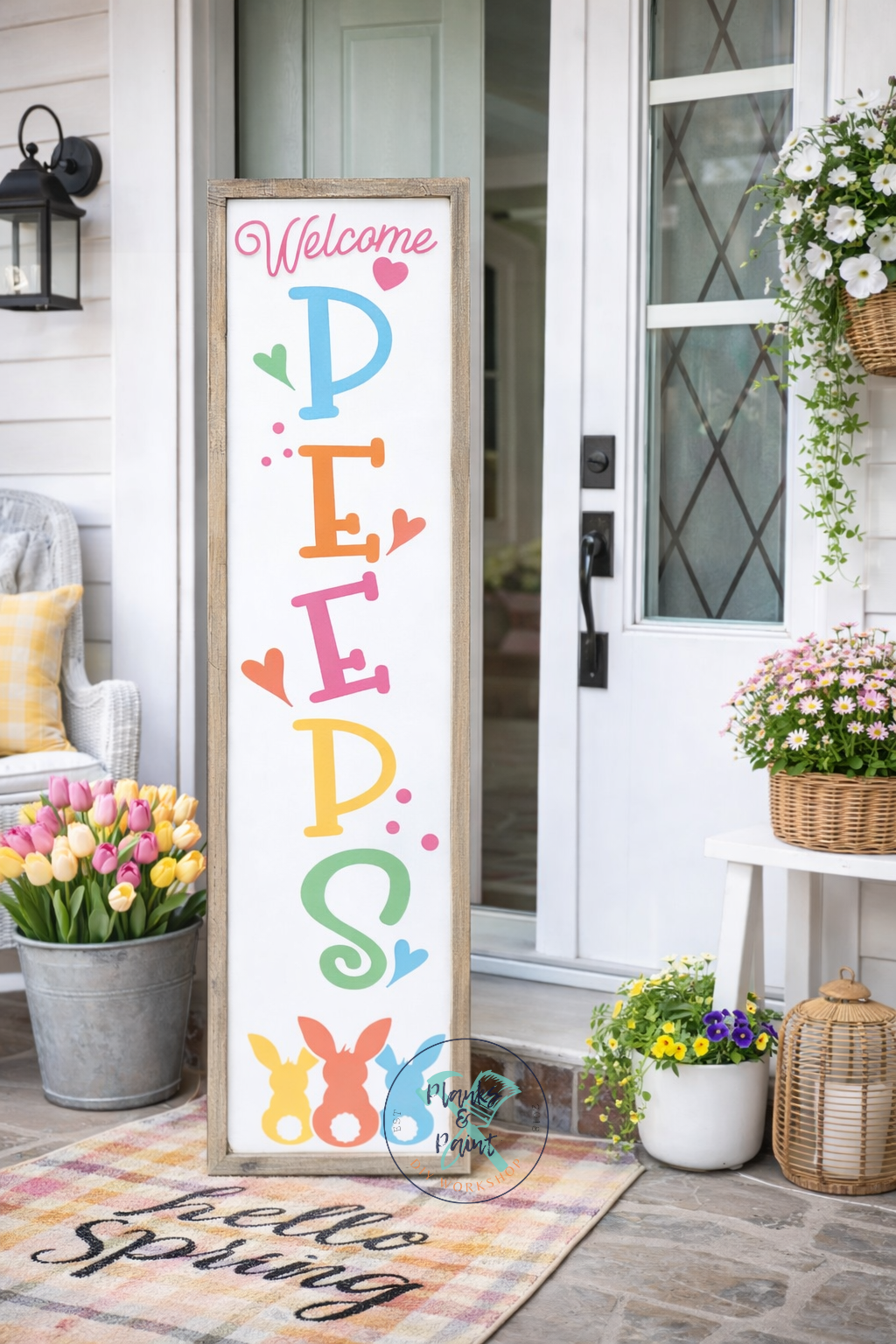 Welcome Peeps Porch Leaner