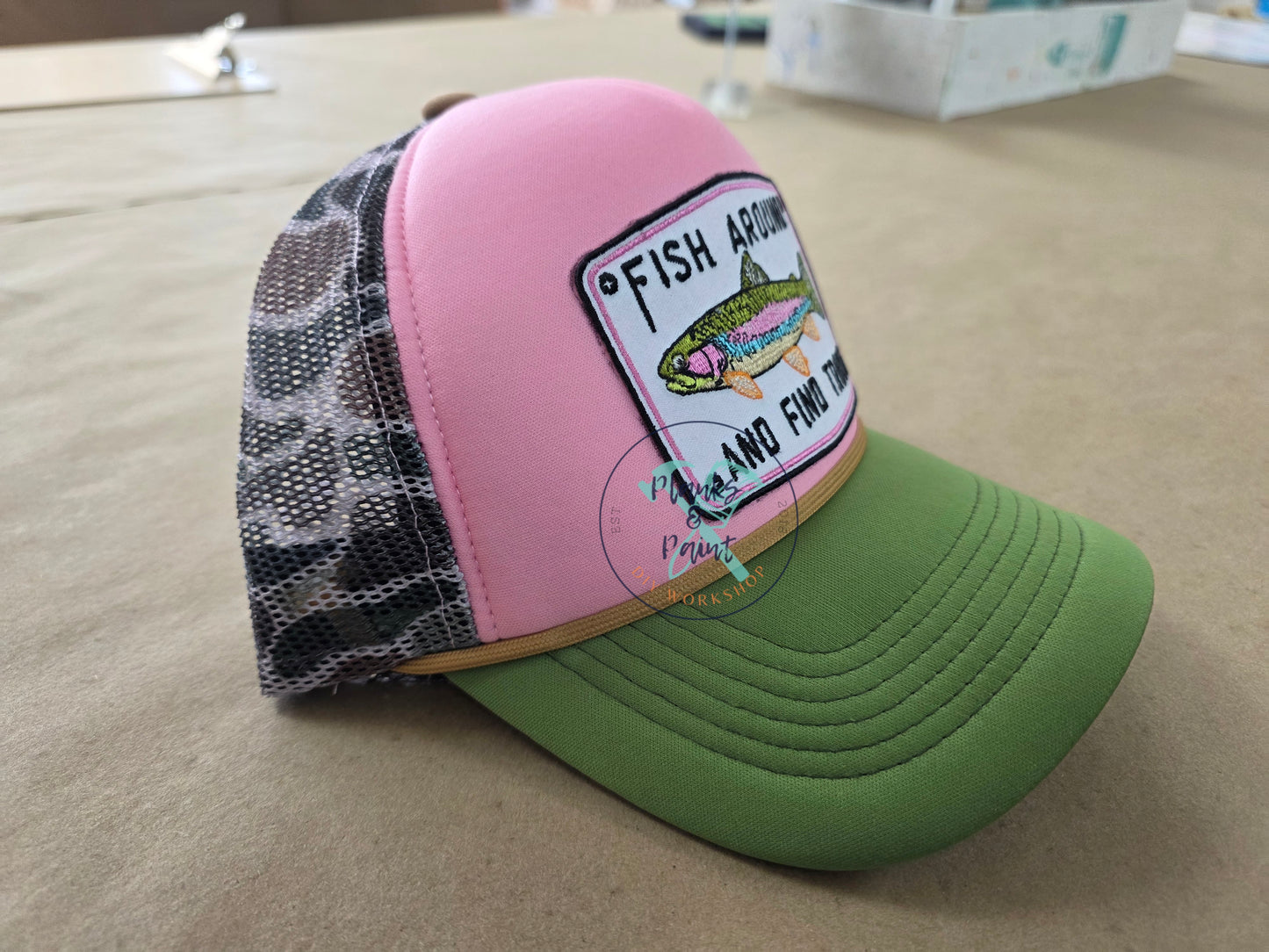 Fish Around Camo Trucker