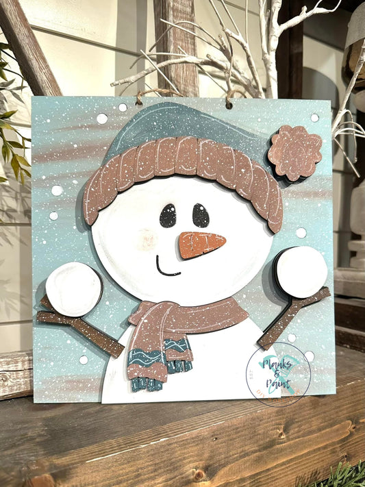Kid's Square Snowman w/Snowballs