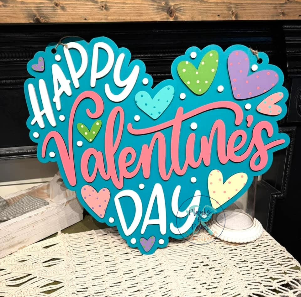 Happy Valentine's Day Heart Door Hanger