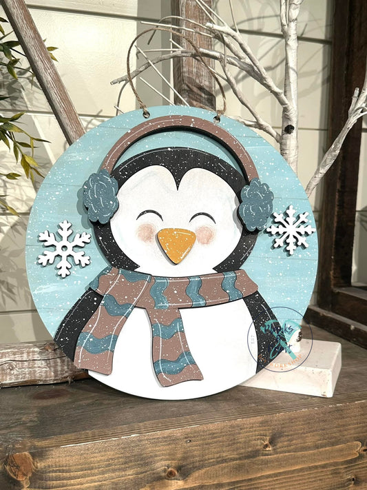 Kid's Round Winter Penguin