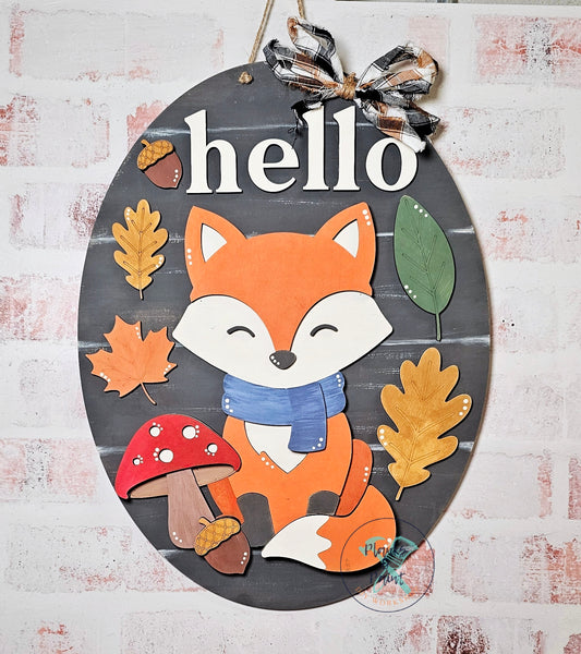 Hello Fall Fox  Door Hanger
