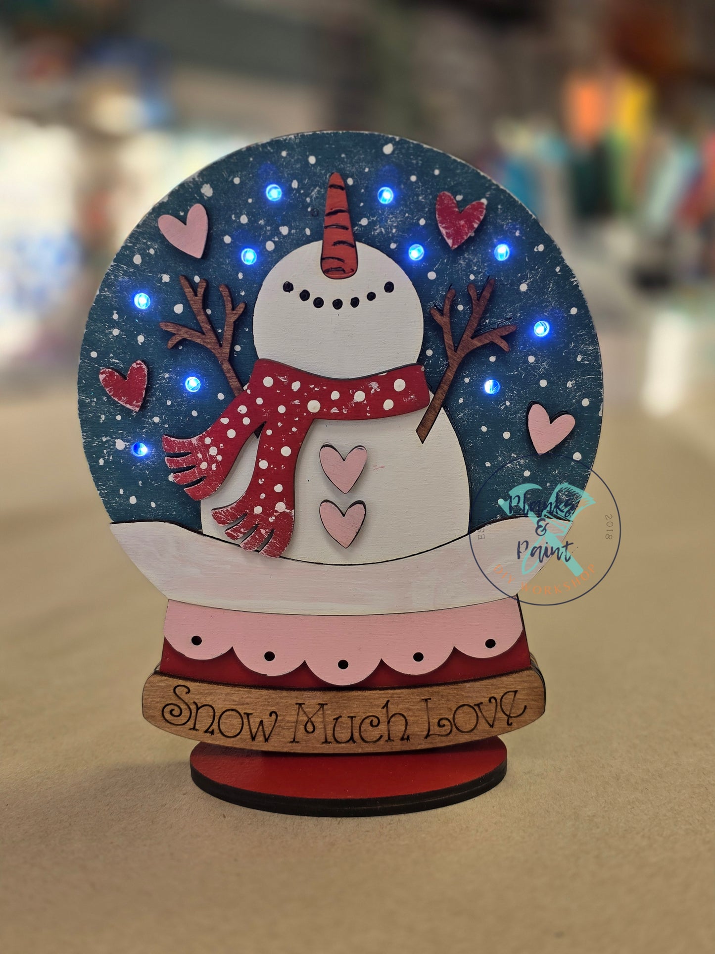 Snow In Love Snow Globe Lighted Shelf Sitter